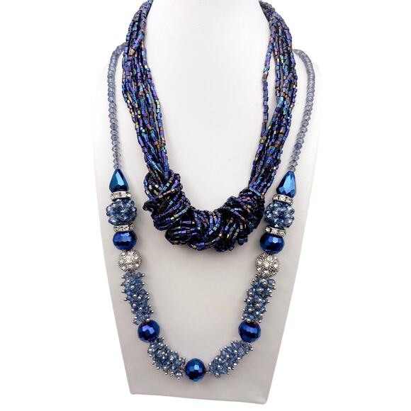 Bundle of Two Vintage Blue Beads Necklaces - Picture 6 of 7